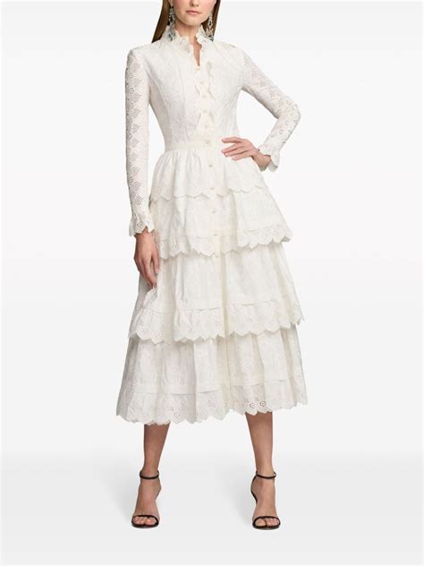 White Embroidered Poplin Midi